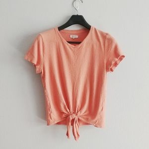 Madewell Orange Tie Shortsleeve Blouse